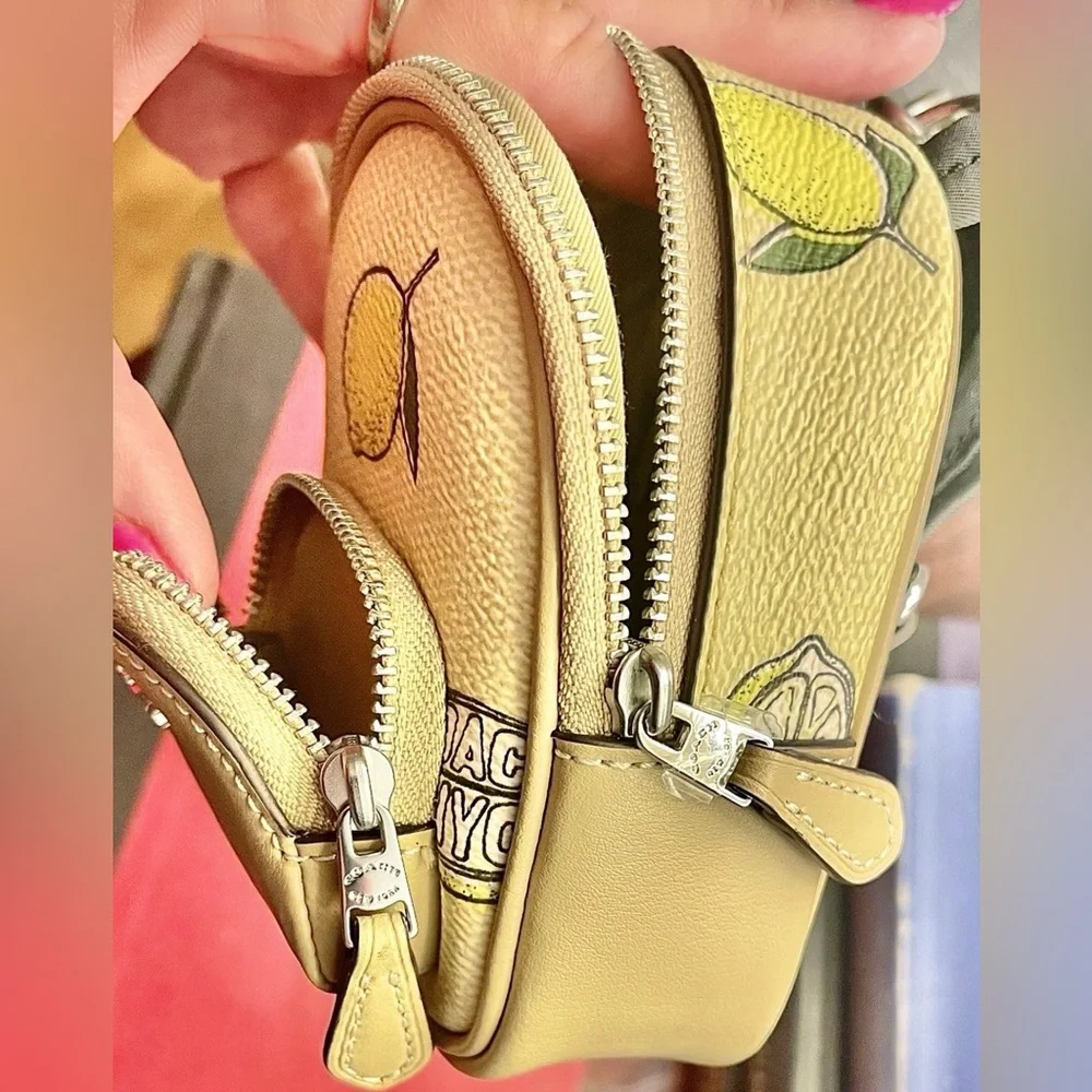 Coach CardHolder/KeyChain/BagCharm ADORABLE Lemon Micro-Mini Backpack NWT - Picture 8 of 15